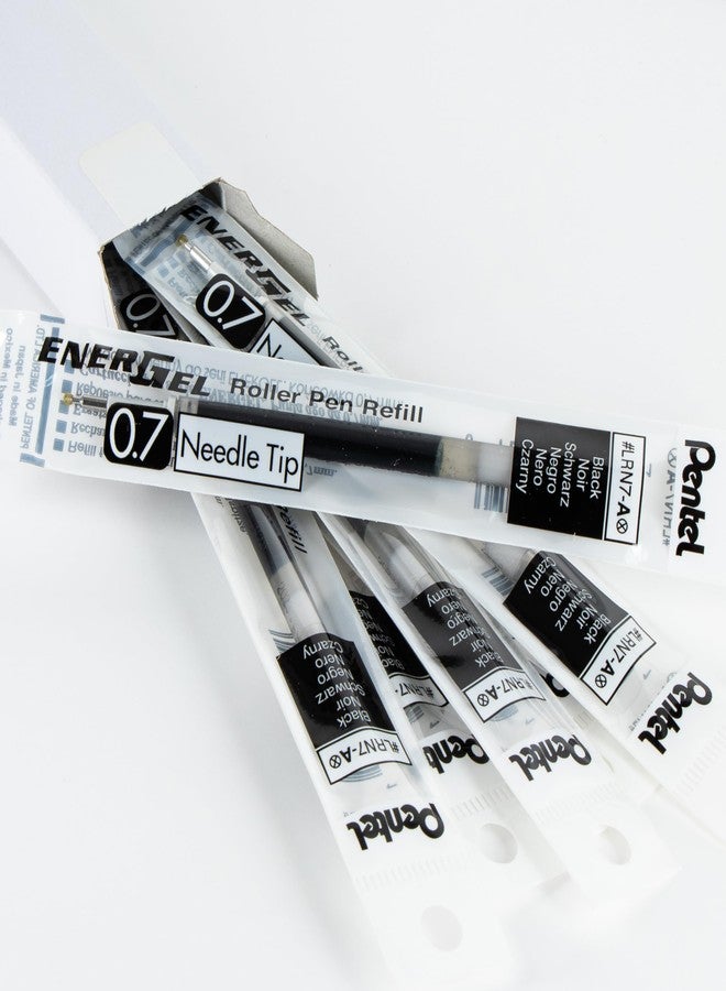 بنتل حبر إعادة تعبئة Pentel - لقلم جل EnerGel، طرف إبرة 0.7 مم، رفيع، حبر أسود، عبوة من 6 عبوات إعادة تعبئة (LRN7-6A) - Image 4